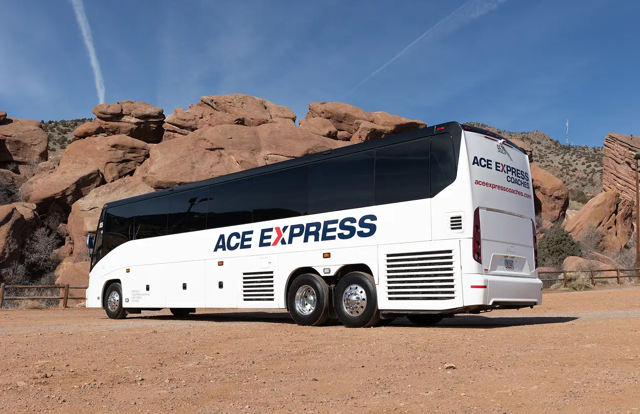 Luxury coach bus for group travel and tours.